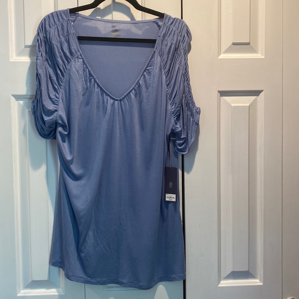 Jennifer Lopez Ruched Sleeve Top